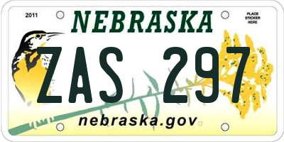 NE license plate ZAS297