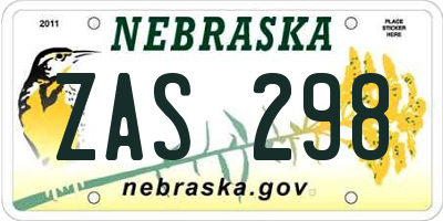 NE license plate ZAS298