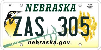 NE license plate ZAS305