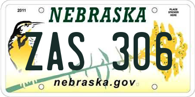 NE license plate ZAS306