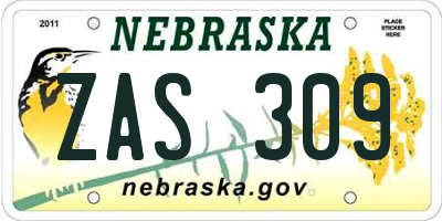NE license plate ZAS309