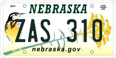 NE license plate ZAS310