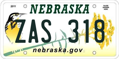 NE license plate ZAS318