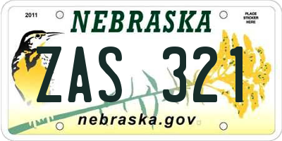 NE license plate ZAS321