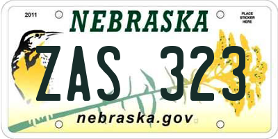NE license plate ZAS323