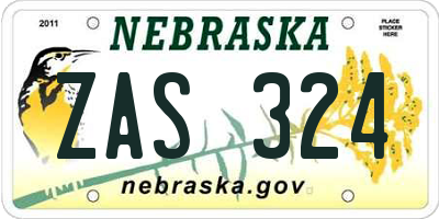 NE license plate ZAS324
