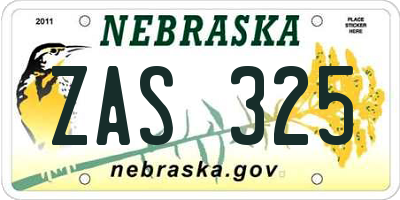NE license plate ZAS325