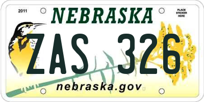 NE license plate ZAS326