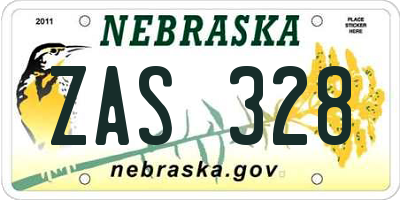 NE license plate ZAS328