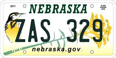 NE license plate ZAS329