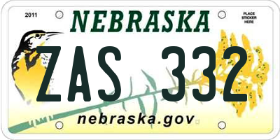 NE license plate ZAS332