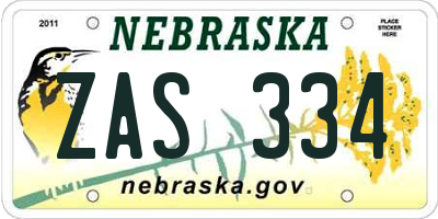NE license plate ZAS334