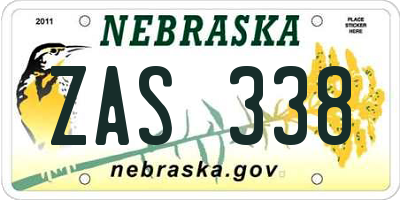 NE license plate ZAS338