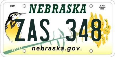 NE license plate ZAS348