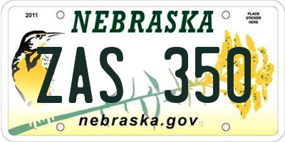 NE license plate ZAS350