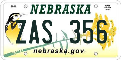 NE license plate ZAS356