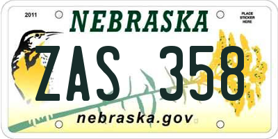 NE license plate ZAS358