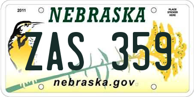 NE license plate ZAS359