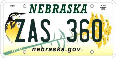 NE license plate ZAS360
