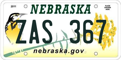 NE license plate ZAS367