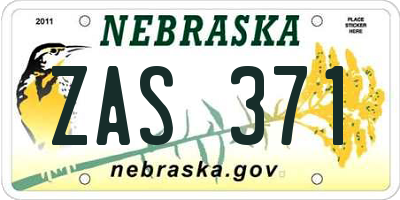 NE license plate ZAS371