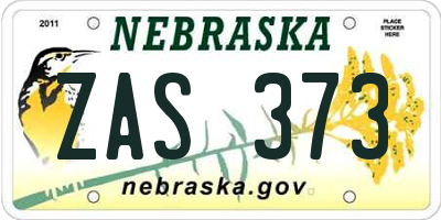 NE license plate ZAS373