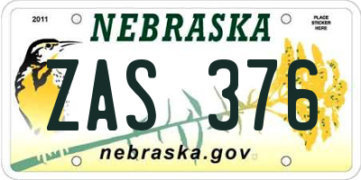 NE license plate ZAS376