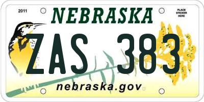 NE license plate ZAS383
