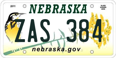 NE license plate ZAS384