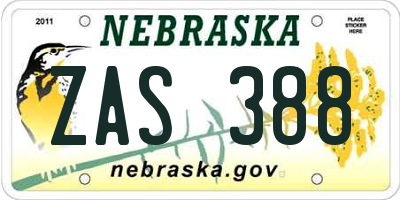 NE license plate ZAS388