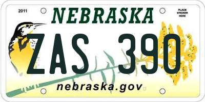 NE license plate ZAS390