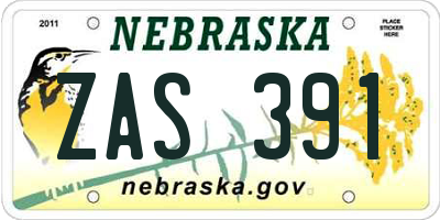 NE license plate ZAS391