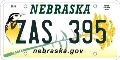 NE license plate ZAS395