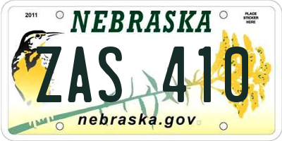 NE license plate ZAS410