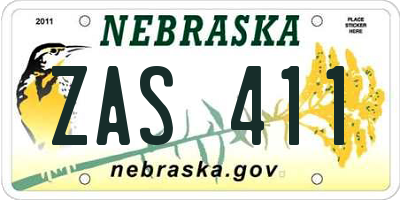 NE license plate ZAS411
