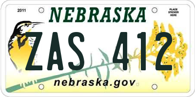 NE license plate ZAS412