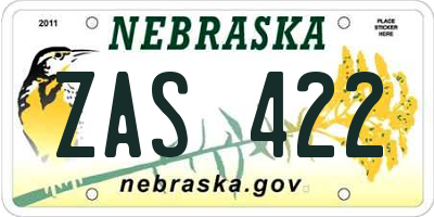 NE license plate ZAS422