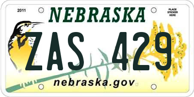 NE license plate ZAS429