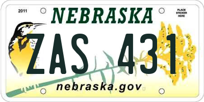 NE license plate ZAS431
