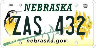 NE license plate ZAS432