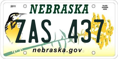 NE license plate ZAS437