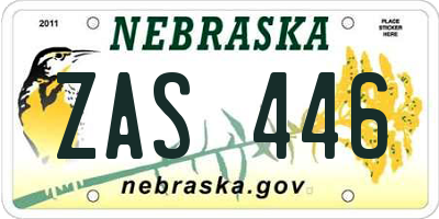 NE license plate ZAS446