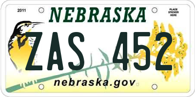 NE license plate ZAS452