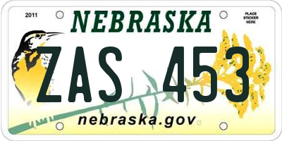 NE license plate ZAS453