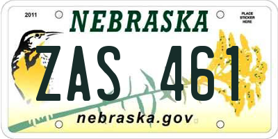 NE license plate ZAS461