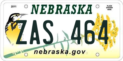 NE license plate ZAS464