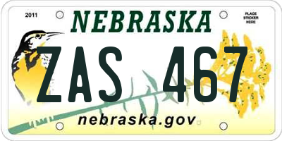NE license plate ZAS467