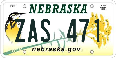 NE license plate ZAS471