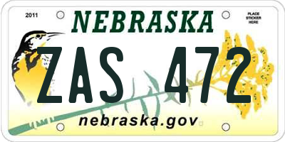 NE license plate ZAS472