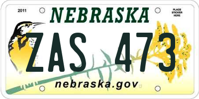 NE license plate ZAS473